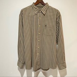 Timberland Men’s Button Up Plaid Green Shirt XL